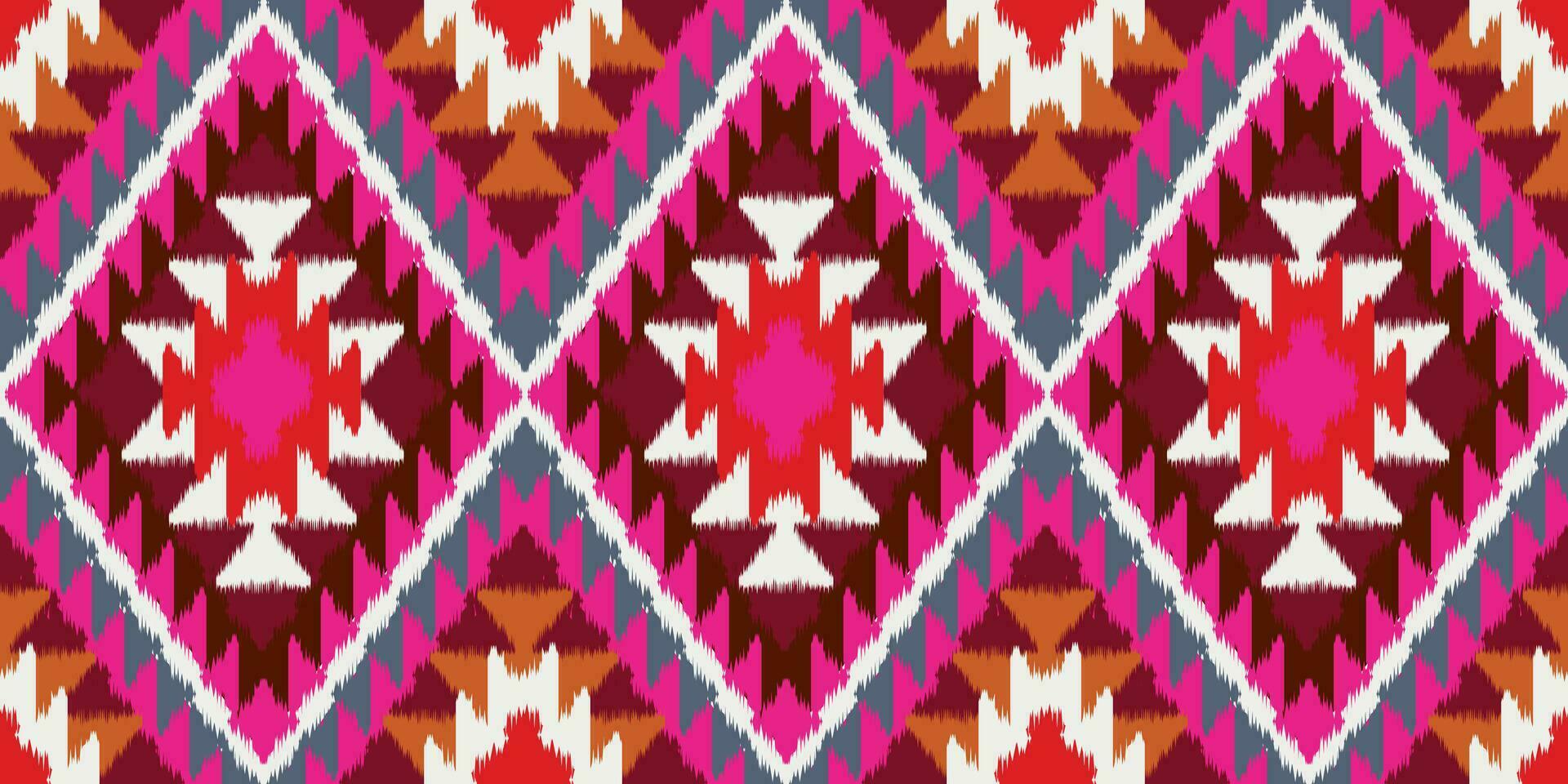 vacker ikat konst. det navajo sömlösa färgglada mönstret i stam-, folkbroderier, mexikansk aztekisk geometrisk rhombuskonstprydnadstryck.design för mattor, tapeter, kläder, omslag och tyg. vektor