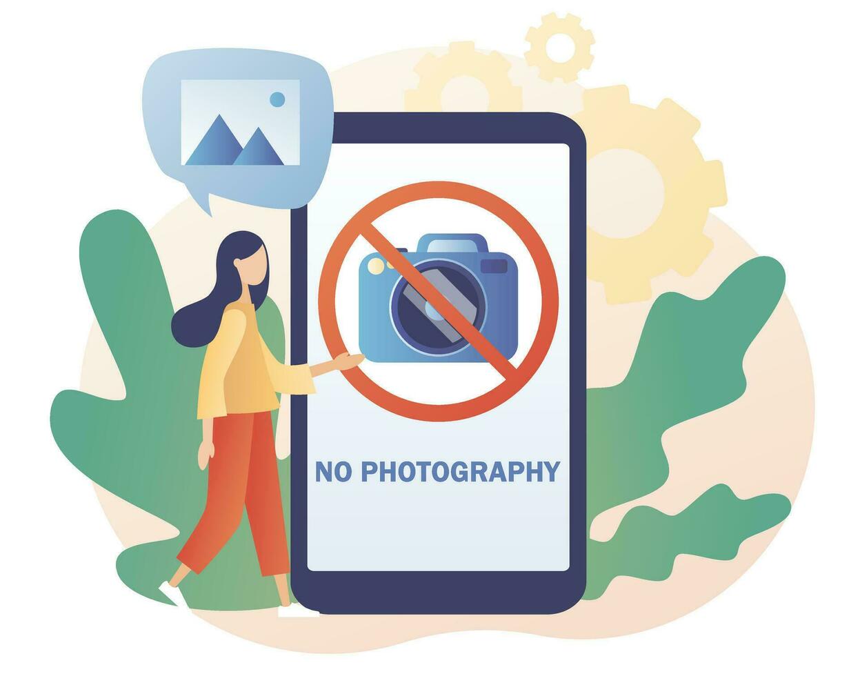 rot Zeichen Nein Kamera auf Smartphone Bildschirm. Nein Fotografie Symbol. Nein Bilder. modern eben Karikatur Stil. Vektor Illustration auf Weiß Hintergrund