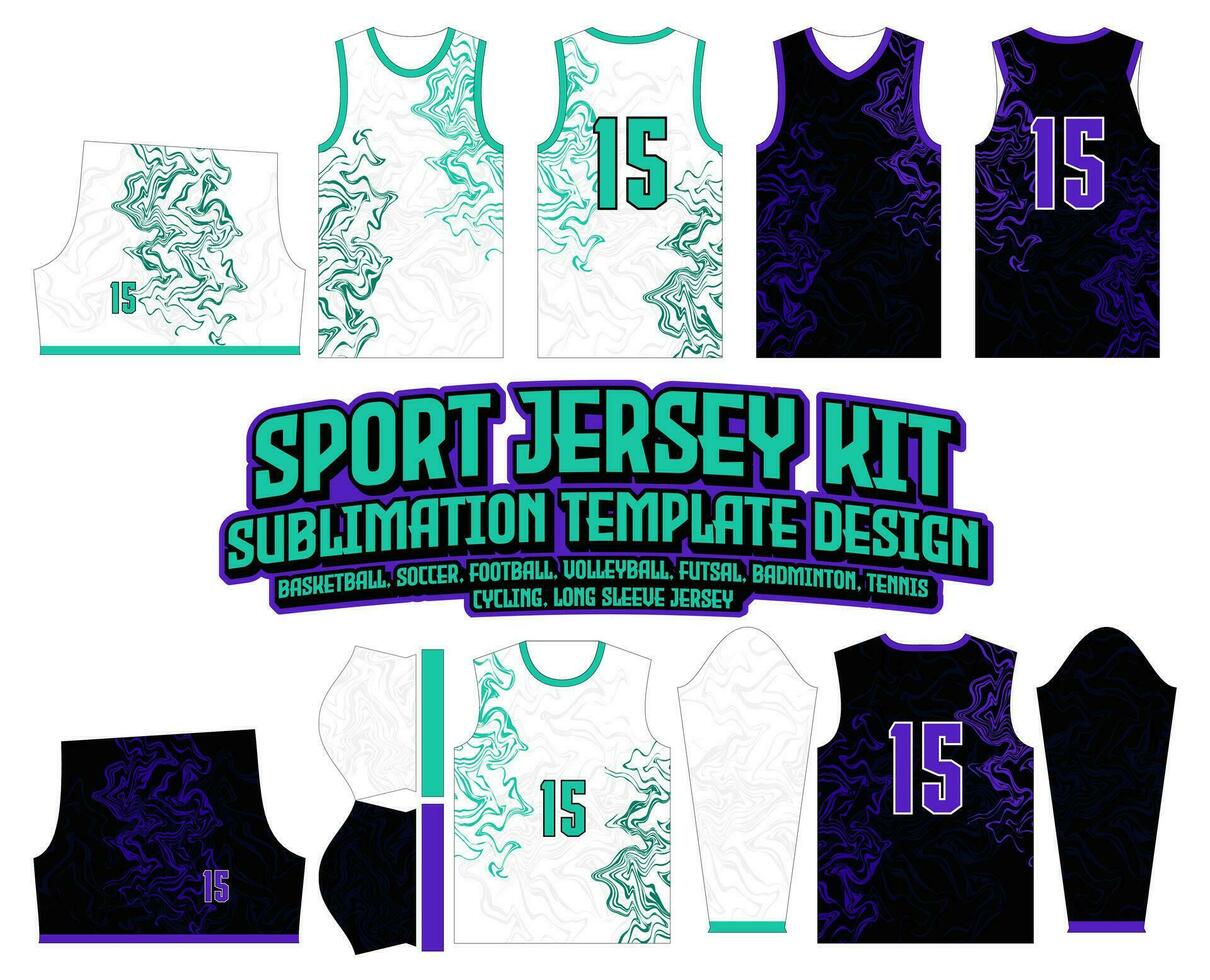 abstrakt Grün verflüssigen Linie Basketball Jersey Design Sportbekleidung Vorlage vektor