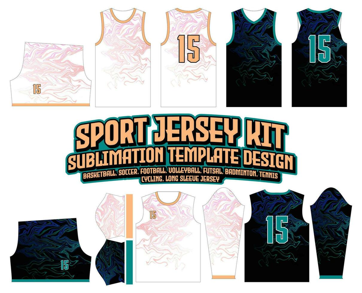 abstrakt flytande linje basketboll jersey design sportkläder mall vektor