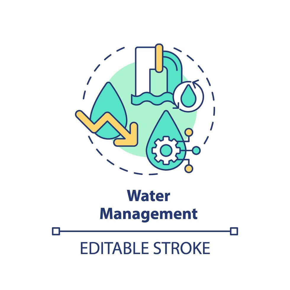 editierbar Wasser Verwaltung Symbol Konzept, isoliert Vektor, nachhaltig Büro dünn Linie Illustration. vektor