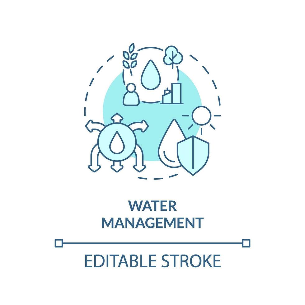 editierbar Wasser Verwaltung Symbol Darstellen Hitzeflation Konzept, isoliert Vektor, linear Illustration von Lösungen zu global Erwärmen. vektor