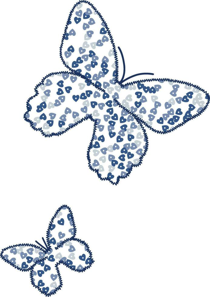 illustration av fjärilar broderad med paljetter vektor