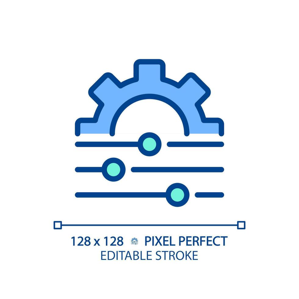 Einstellung Pixel perfekt rgb Farbe Symbol. persönlich Änderungen. System Verordnung. Schalter eben. Anpassung und Ausrichtung. isoliert Vektor Illustration. einfach gefüllt Linie Zeichnung. editierbar Schlaganfall