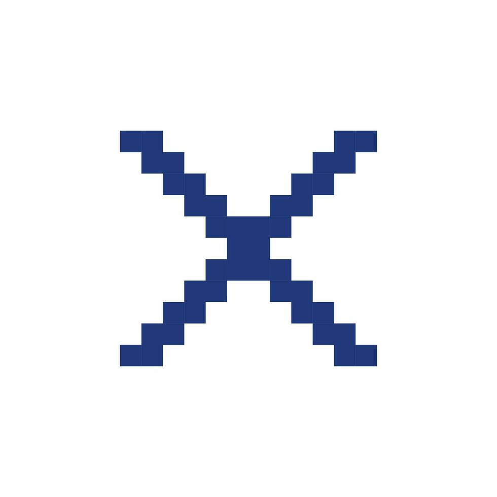 Kreuz Kennzeichen pixelig rgb Farbe ui Symbol. löschen Aktion. stornieren Taste. schließen. simpel gefüllt 8 Bit Grafik Element. retro Stil Design zum Arkade, Video Spiel Kunst. editierbar Vektor isoliert Bild