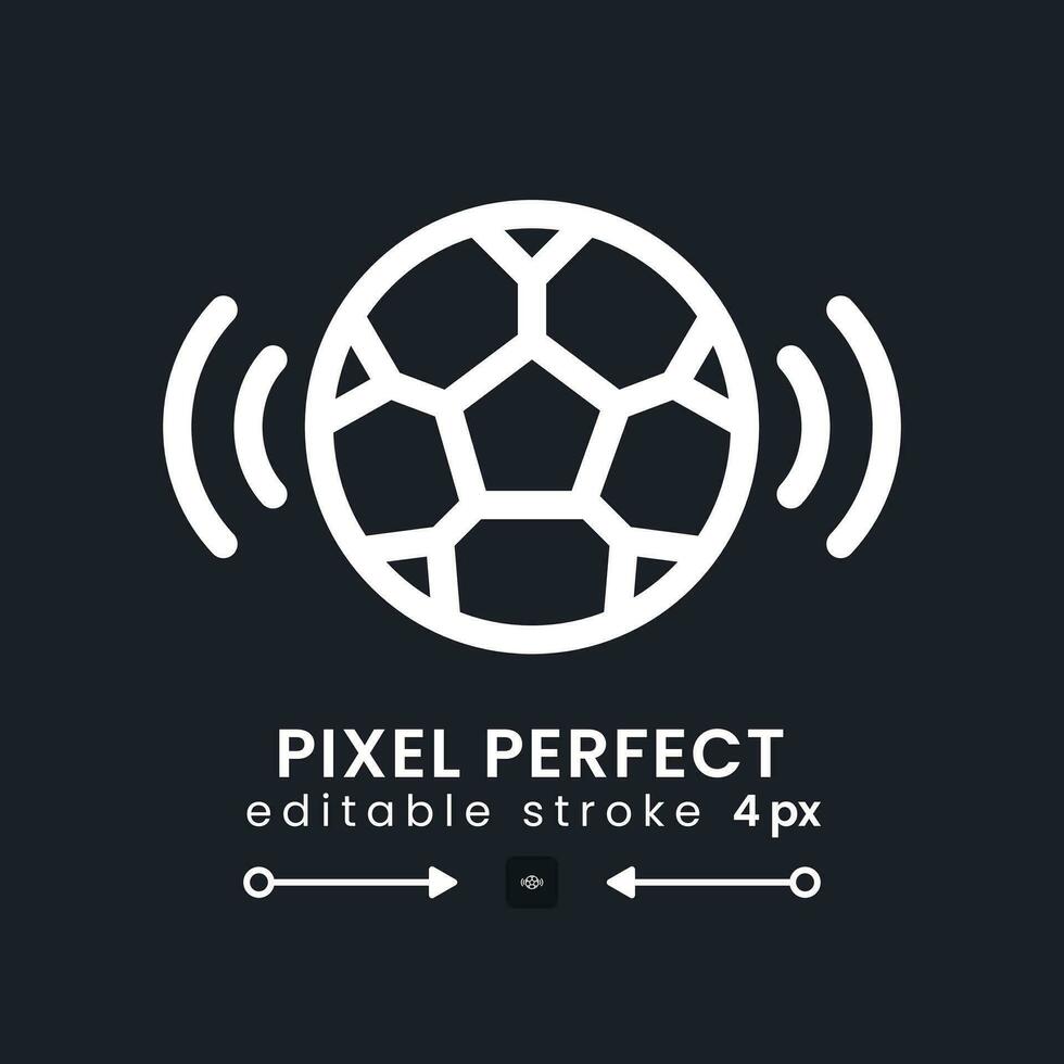 Sport Übertragung Weiß linear Desktop Symbol auf schwarz. Leben Strom. Fernsehen Programm. Fußball Spiel. Pixel perfekt, Gliederung 4px. isoliert Benutzer Schnittstelle Symbol zum dunkel Thema. editierbar Schlaganfall vektor