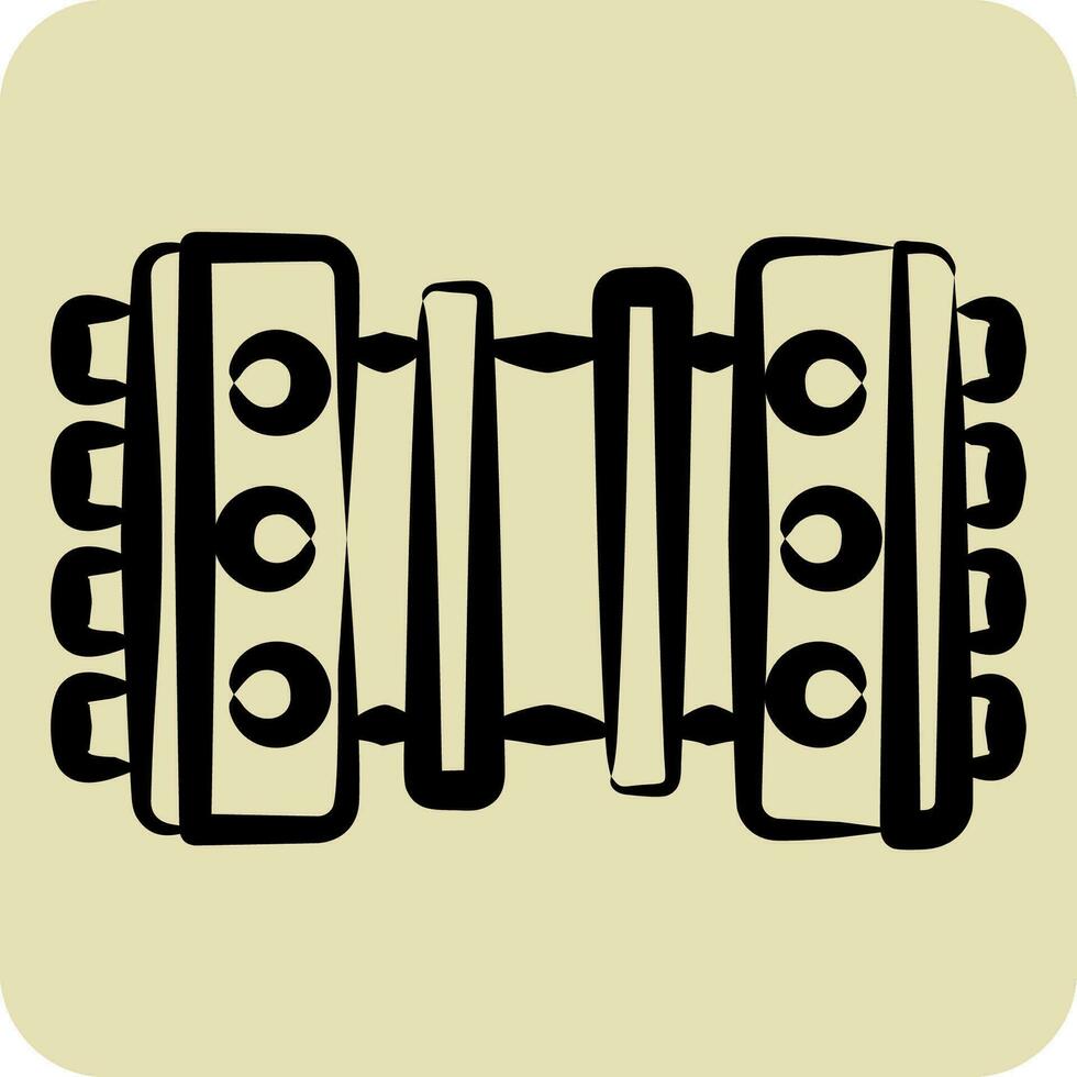 ikon bandoneon. relaterad till argentina symbol. hand dragen stil. enkel design redigerbar. enkel illustration vektor