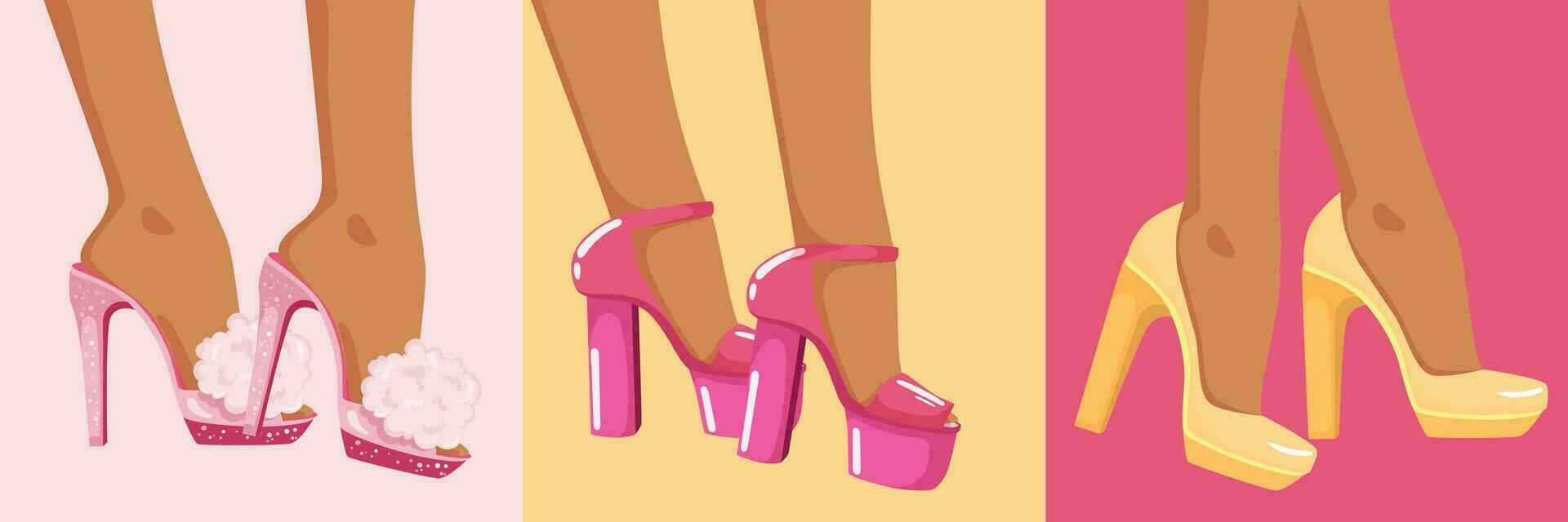 kvinnors ben i högklackade skor. vektor