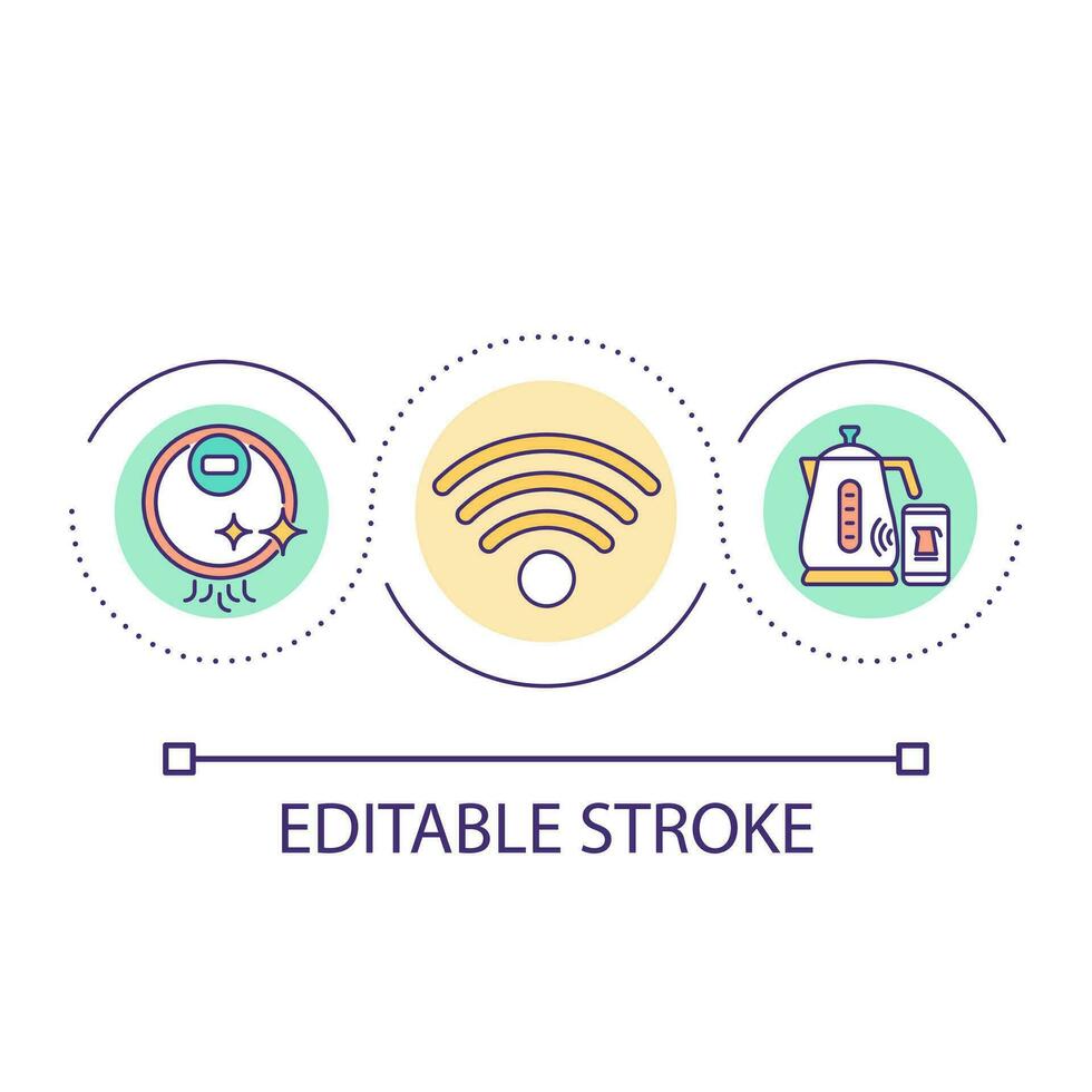 distans klara av slinga begrepp ikon. trådlös förbindelse. smart enhet. internet av saker abstrakt aning tunn linje illustration. isolerat översikt teckning. redigerbar stroke vektor