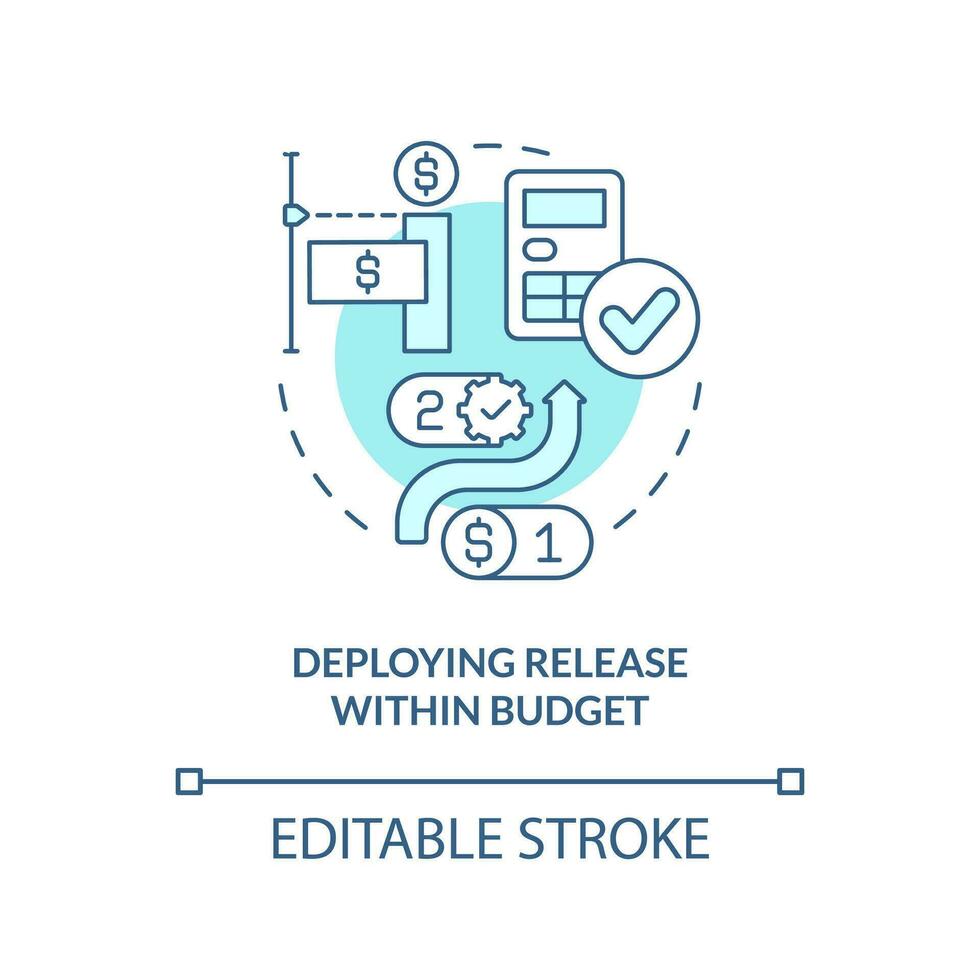 bereitstellen innerhalb Budget Türkis Konzept Symbol. Freisetzung Management. Schlüssel Indikator abstrakt Idee dünn Linie Illustration. isoliert Gliederung Zeichnung. editierbar Schlaganfall vektor