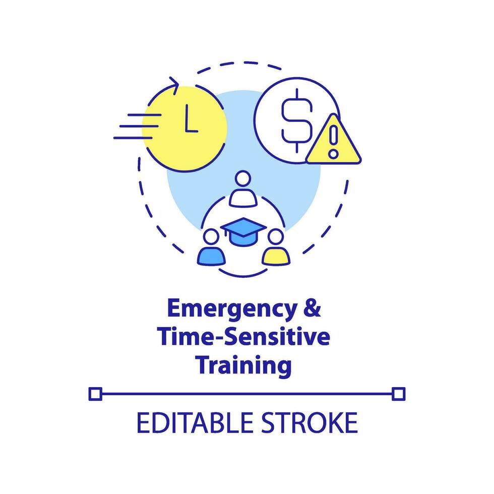 nödsituation och tid känslig Träning begrepp ikon. kund service program abstrakt aning tunn linje illustration. isolerat översikt teckning. redigerbar stroke vektor