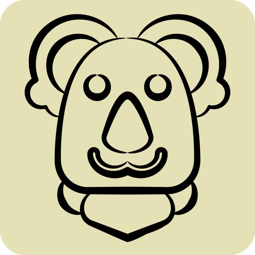 ikon koala. relaterad till djur- symbol. hand dragen stil. enkel design redigerbar. enkel illustration vektor