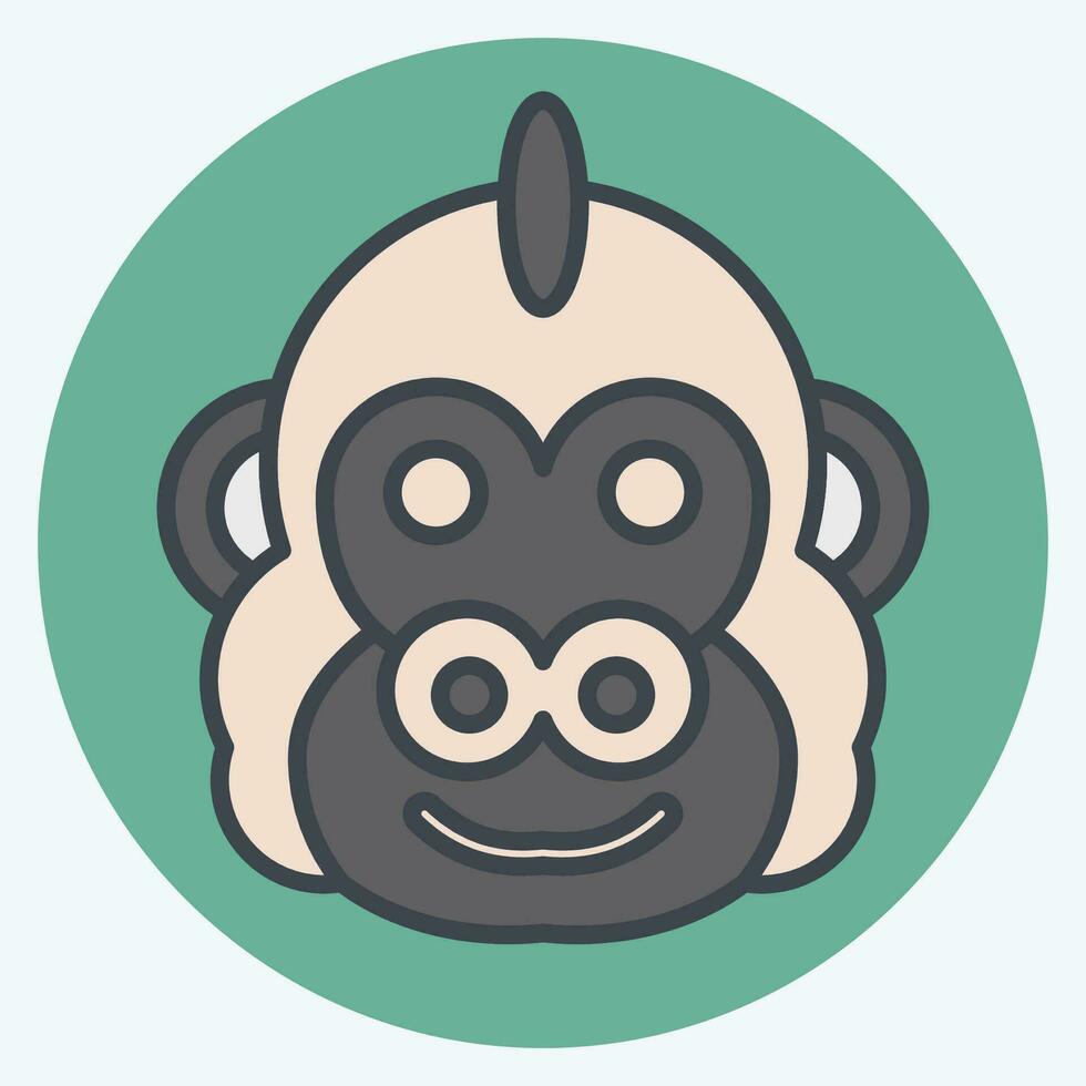 Symbol Gorilla. verbunden zu Tier Symbol. Farbe Kamerad Stil. einfach Design editierbar. einfach Illustration vektor