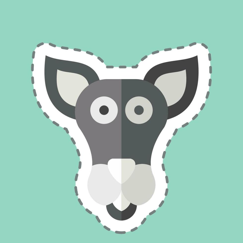 klistermärke linje skära känguru. relaterad till djur- symbol. enkel design redigerbar. enkel illustration vektor