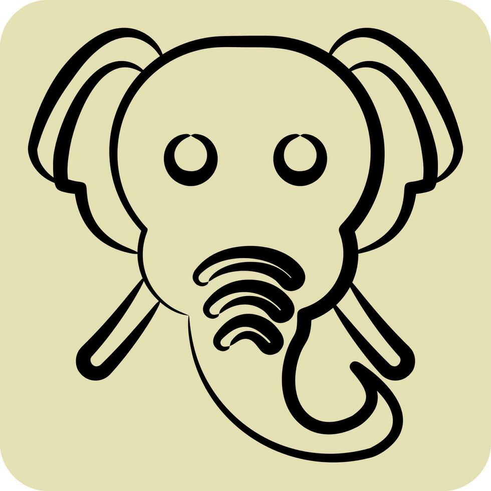 ikon elefant. relaterad till djur- symbol. hand dragen stil. enkel design redigerbar. enkel illustration vektor
