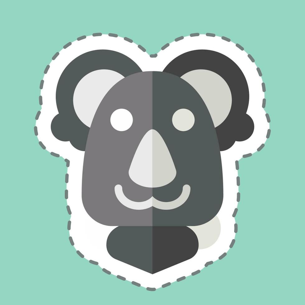 klistermärke linje skära koala. relaterad till djur- symbol. enkel design redigerbar. enkel illustration vektor