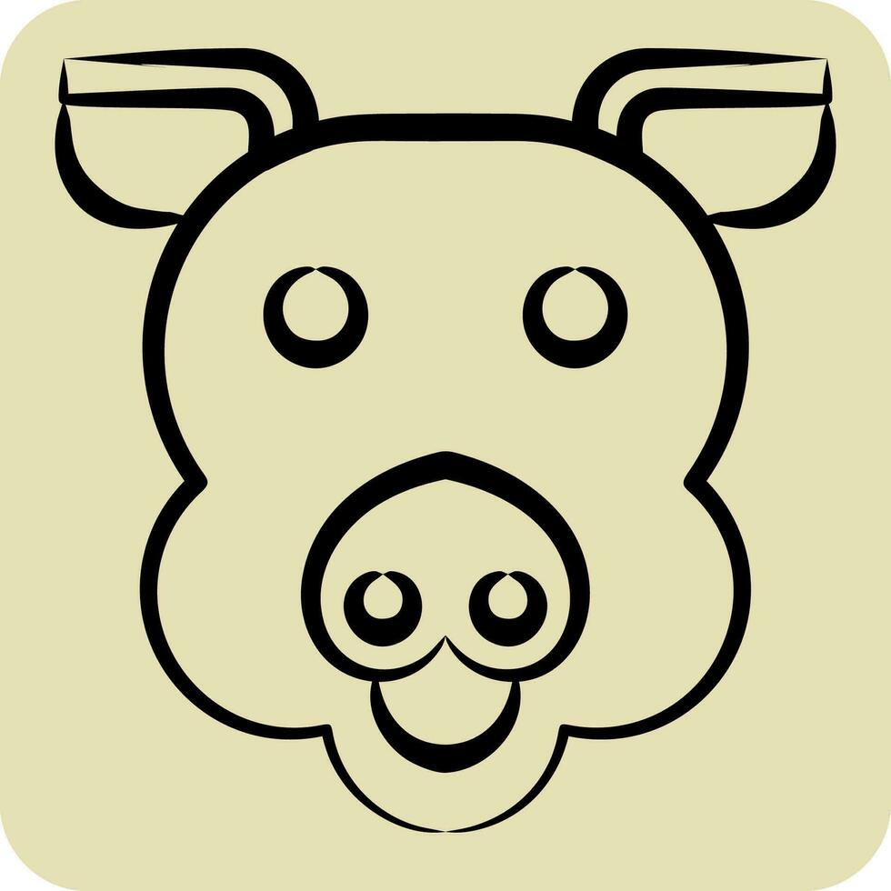 Symbol Schwein. verbunden zu Tier Symbol. Hand gezeichnet Stil. einfach Design editierbar. einfach Illustration vektor