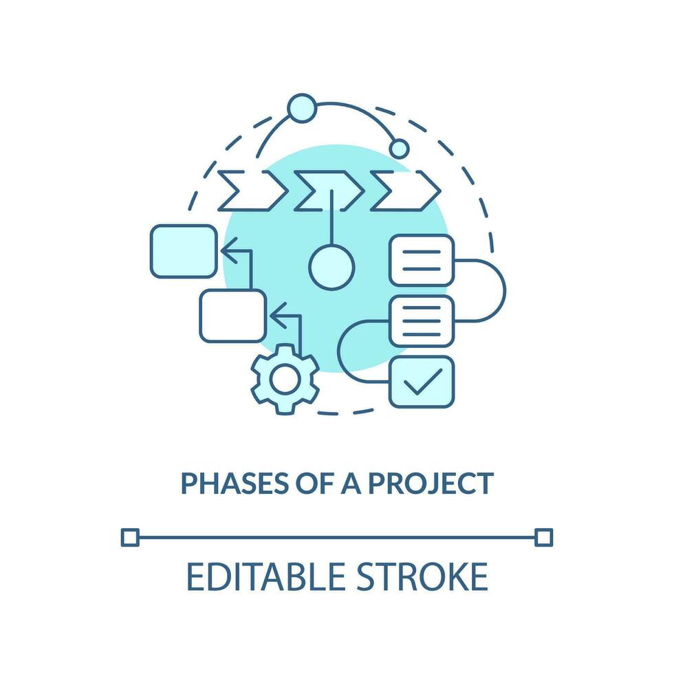 faser av projekt turkos begrepp ikon. skapa strukturera. företag planen inkluderar abstrakt aning tunn linje illustration. isolerat översikt teckning. redigerbar stroke vektor