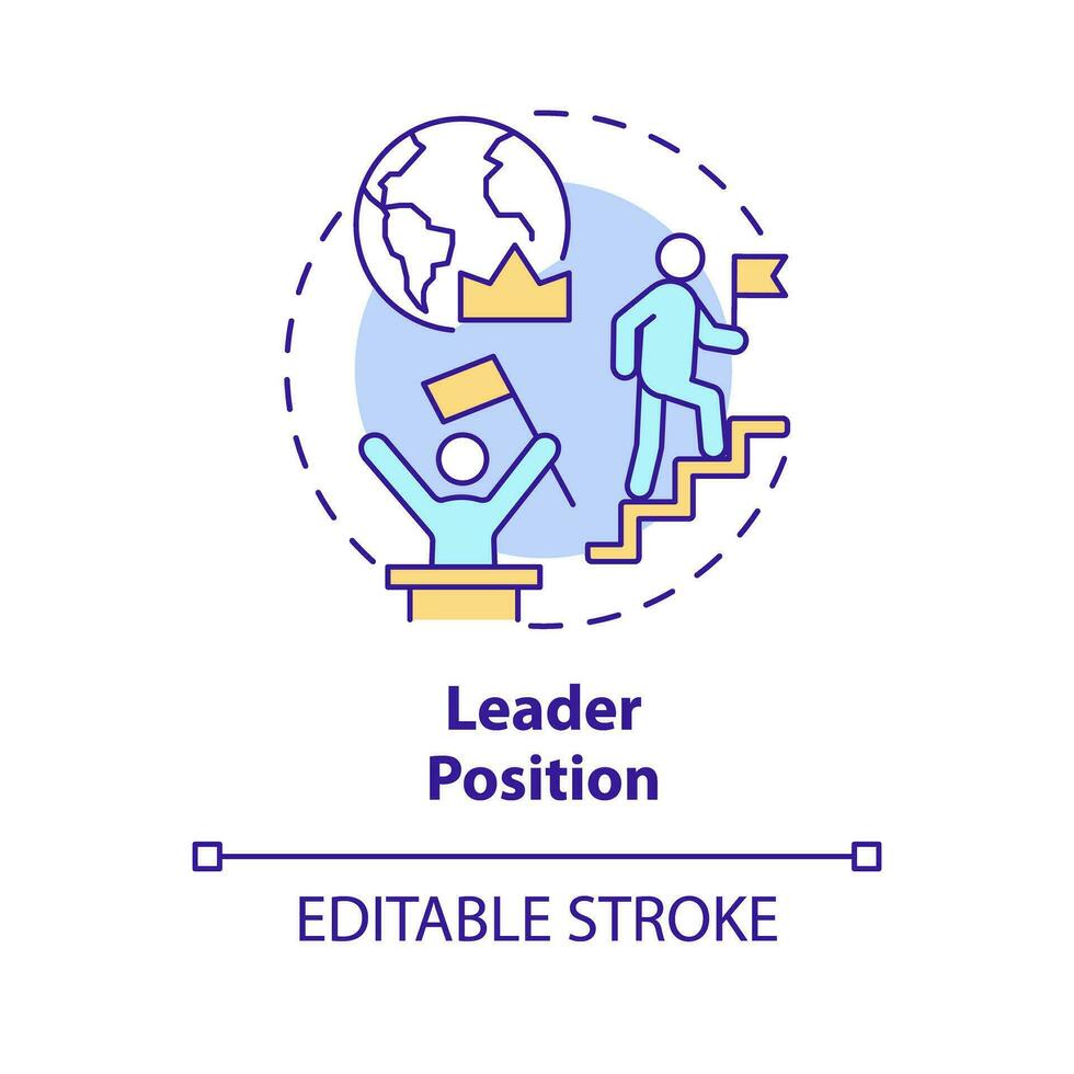 ledare placera begrepp ikon. ledarskap utveckling. företag Framgång. mål prestation. framåt- tänkande abstrakt aning tunn linje illustration. isolerat översikt teckning. redigerbar stroke vektor