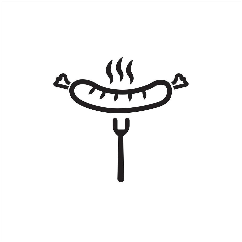 korv på gaffel ikon vektor illustration symbol