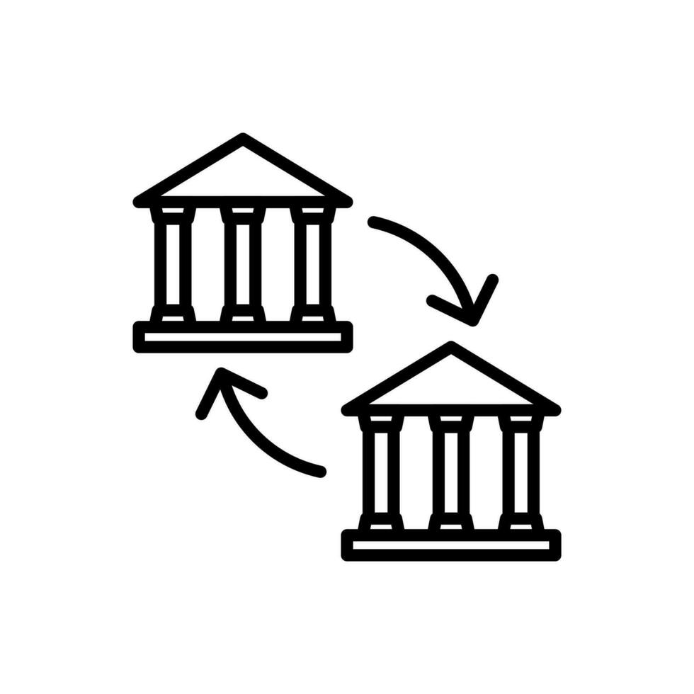 Bank till Bank pengar överföra ikon i linje stil design isolerat på vit bakgrund. redigerbar stroke. vektor