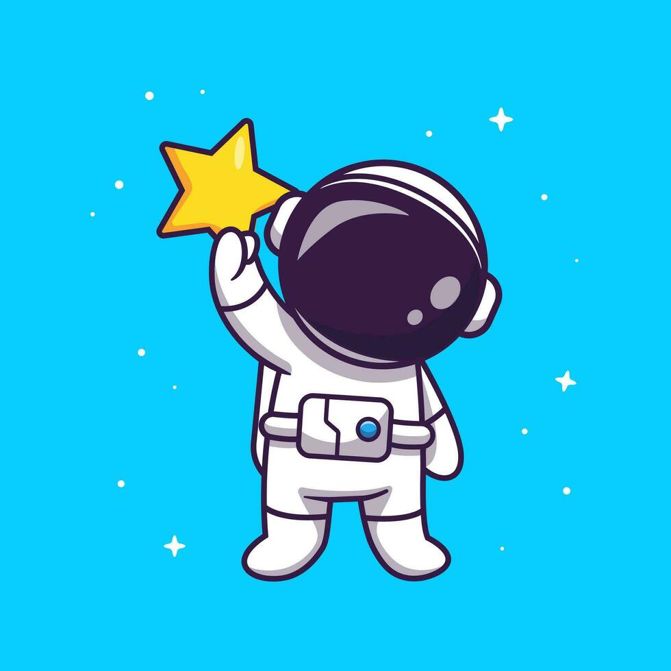 söt astronaut innehav stjärna tecknad serie vektor ikon illustration. vetenskap teknologi ikon begrepp isolerat premie vektor. platt tecknad serie stil