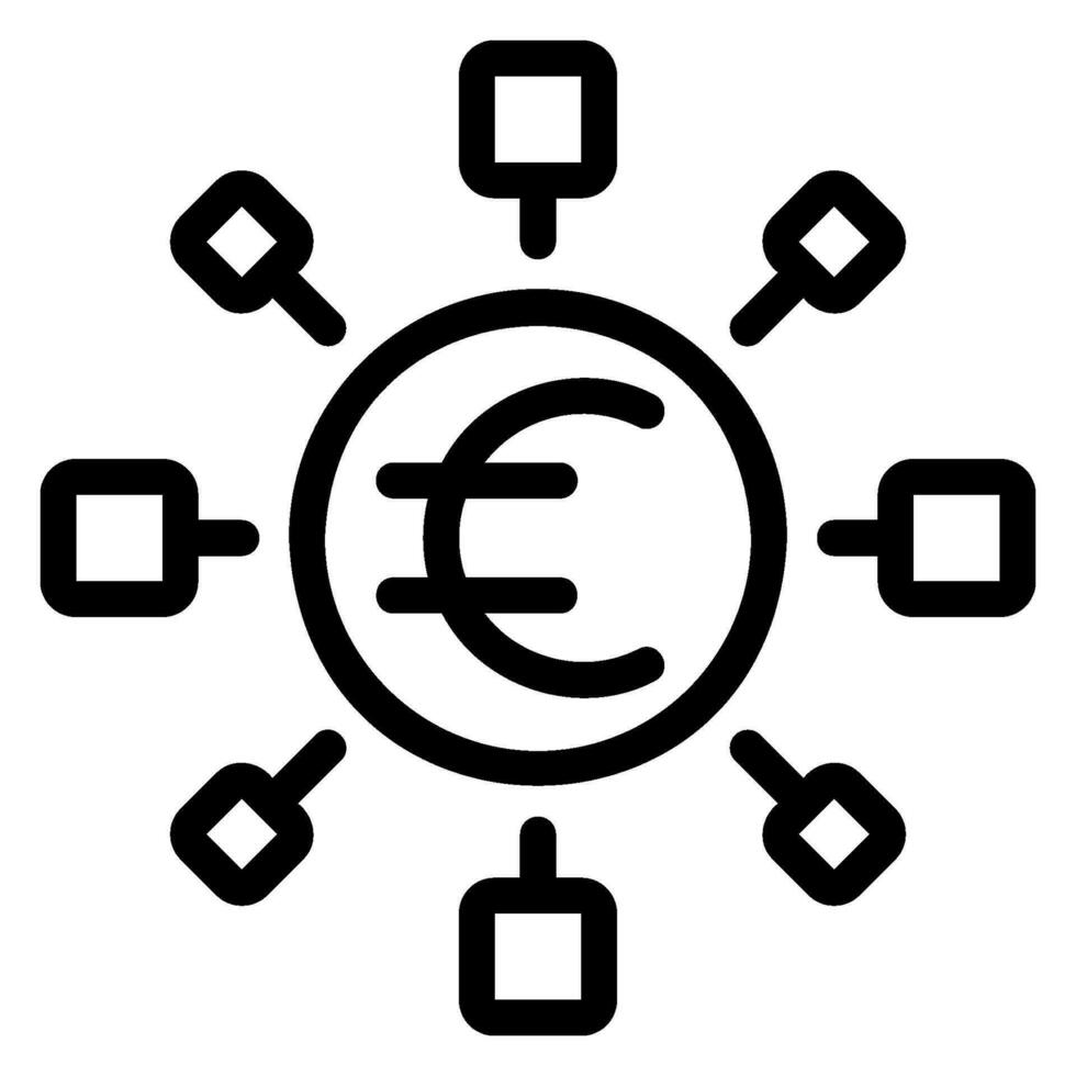 euro linje ikon vektor