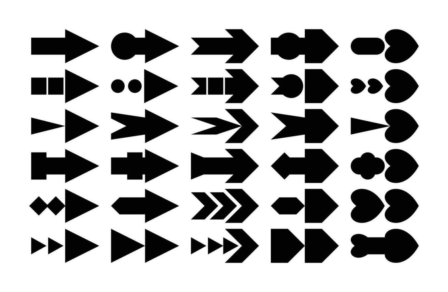 svart enkel design pil ikon uppsättning. vektor för banderoller, flygblad, appar, webb, social media.