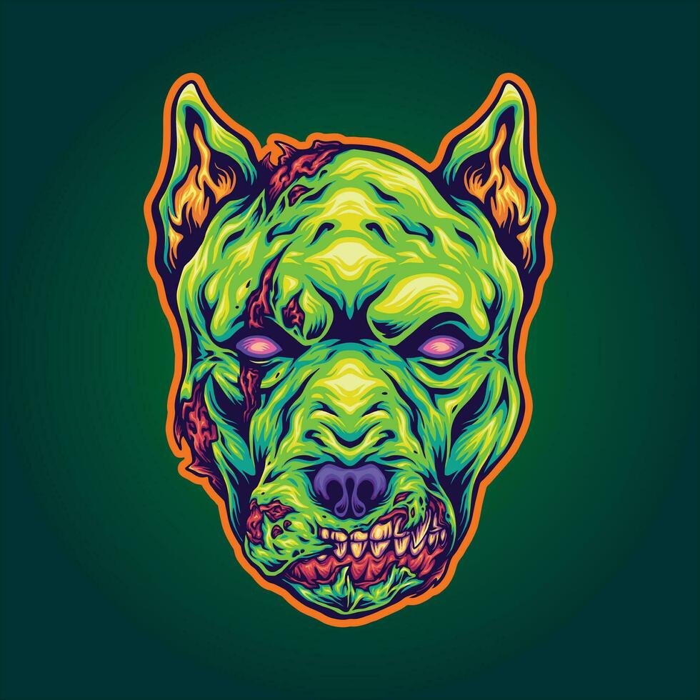 entfesseln Grusel unheimlich Hund Kopf Zombie Monster- Vektor Abbildungen zum Ihre Arbeit Logo, Fan-Shop T-Shirt, Aufkleber und Etikette Entwürfe, Poster, Gruß Karten Werbung Geschäft Unternehmen oder Marken.