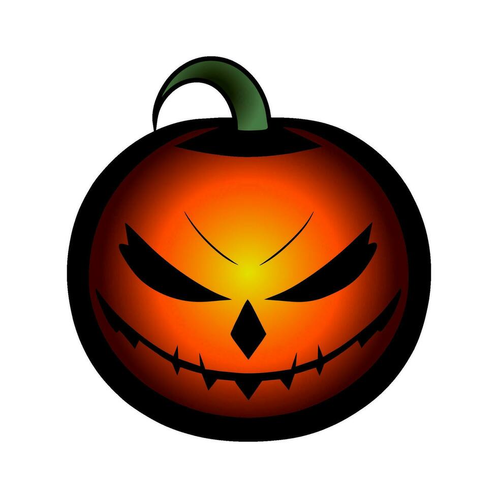 Vektor-Halloween-Symbol, gruseliges Kürbisgesicht mit bösem Lächeln. Jack-o-Laterne-Symbol. vektor
