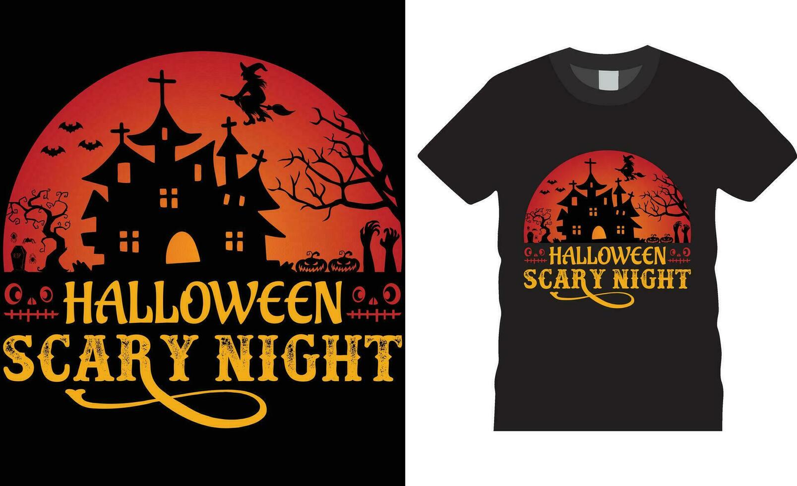 Halloween T-Shirt Design. glücklich Halloween Typografie T-Shirt Design Vektor Vorlage.Halloween unheimlich Nacht