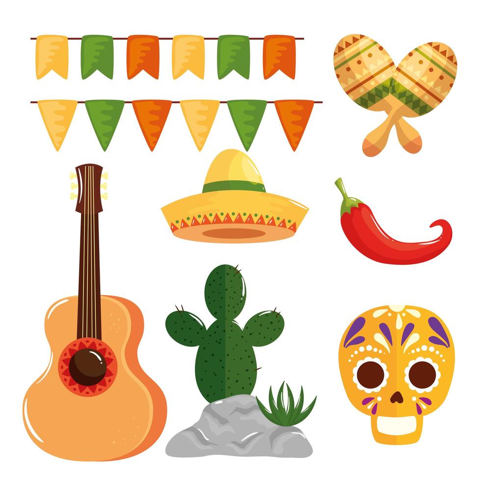 traditionelle Icons Set von Cinco de Mayo vektor