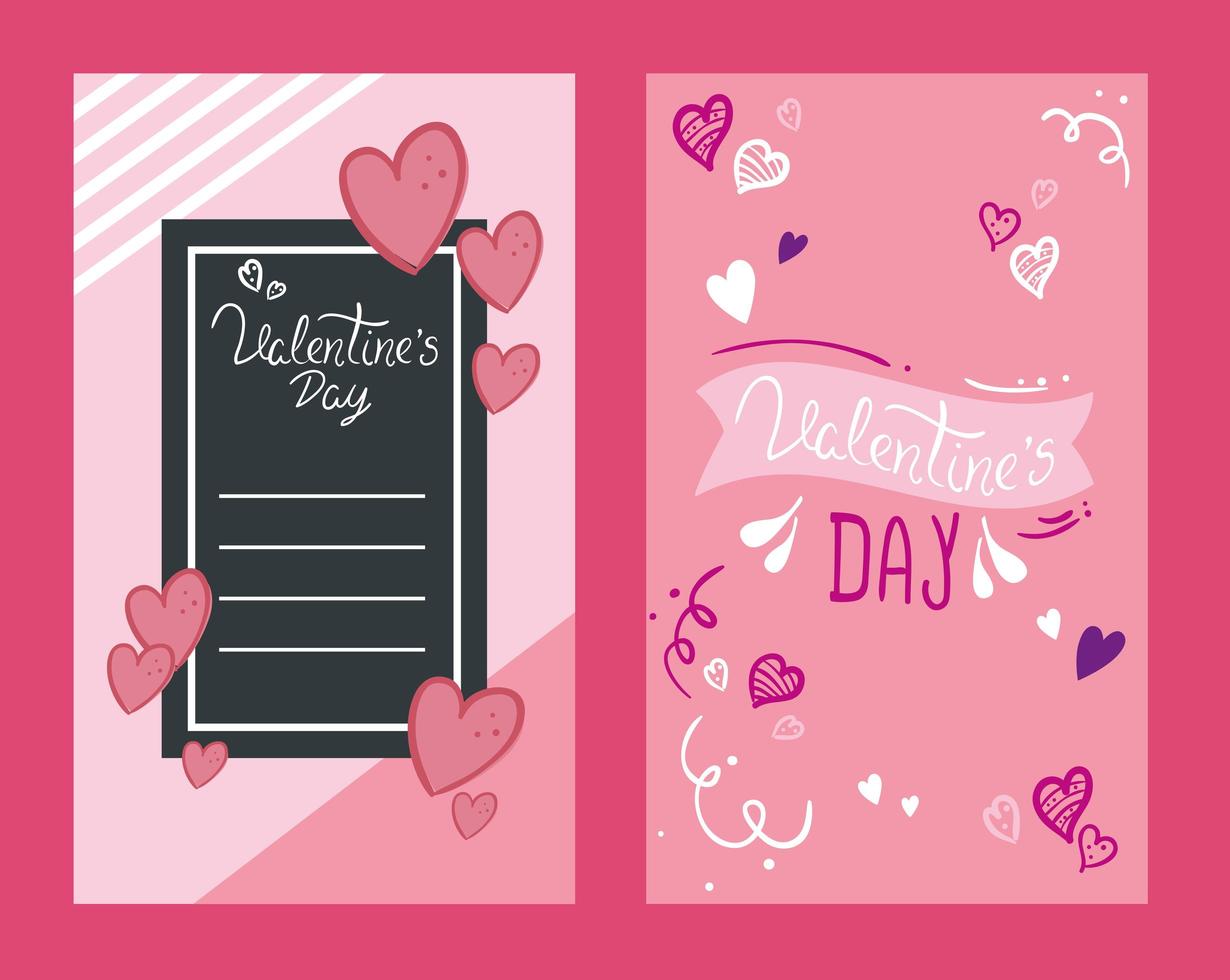 Set von Happy Valentinstag Karten vektor