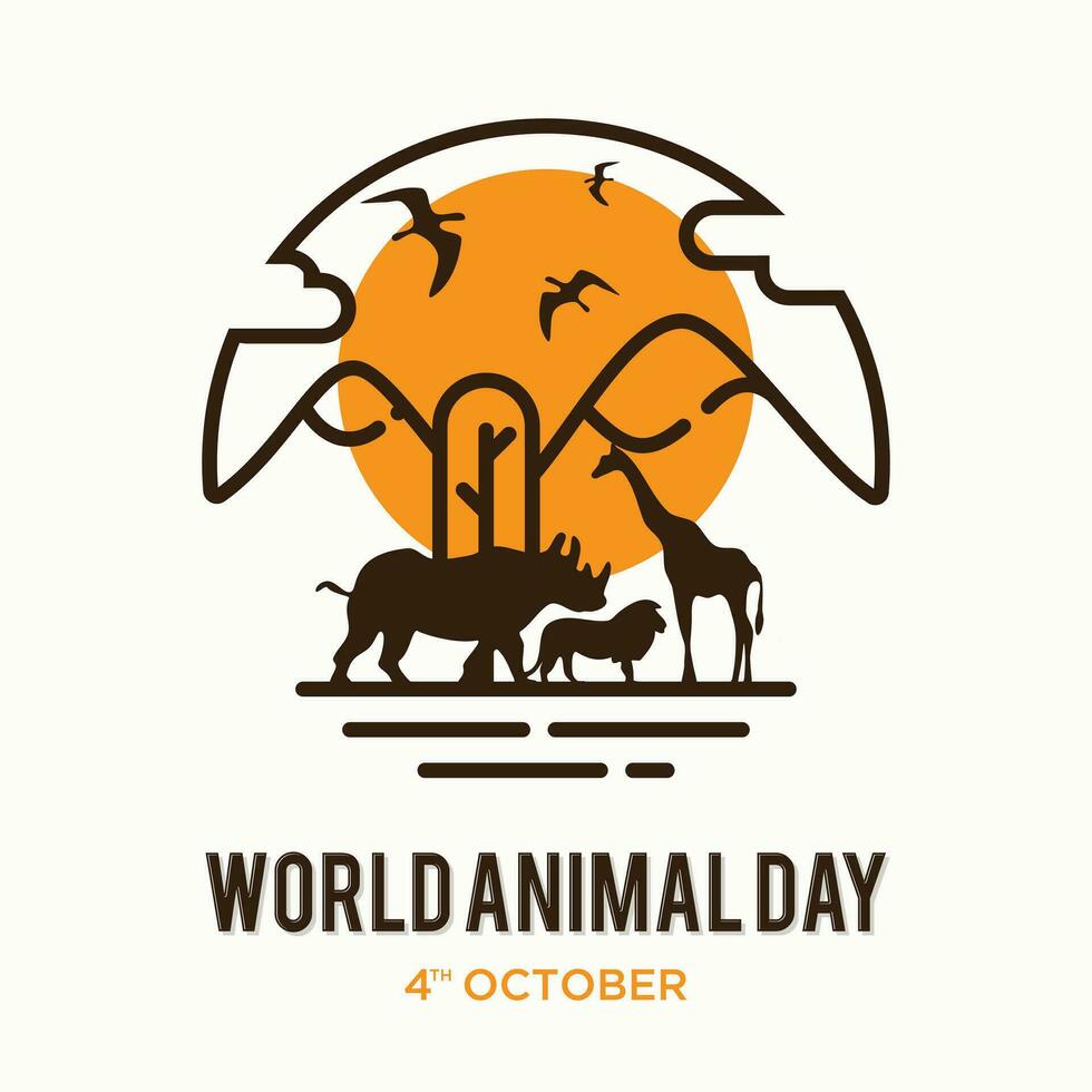 Welt Tier Tag Poster mit Silhouetten von wild Tiere vektor