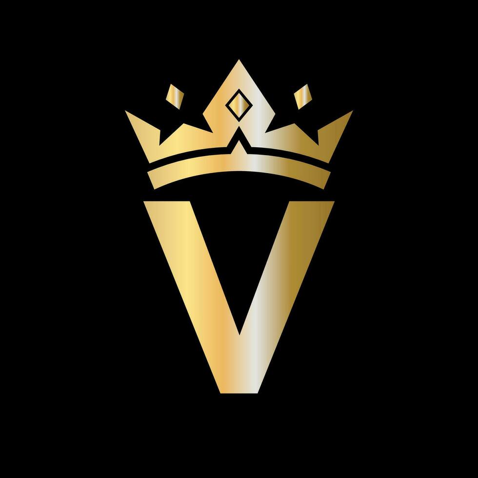 krona logotyp på brev v vektor mall för skönhet, mode, elegant, lyx tecken