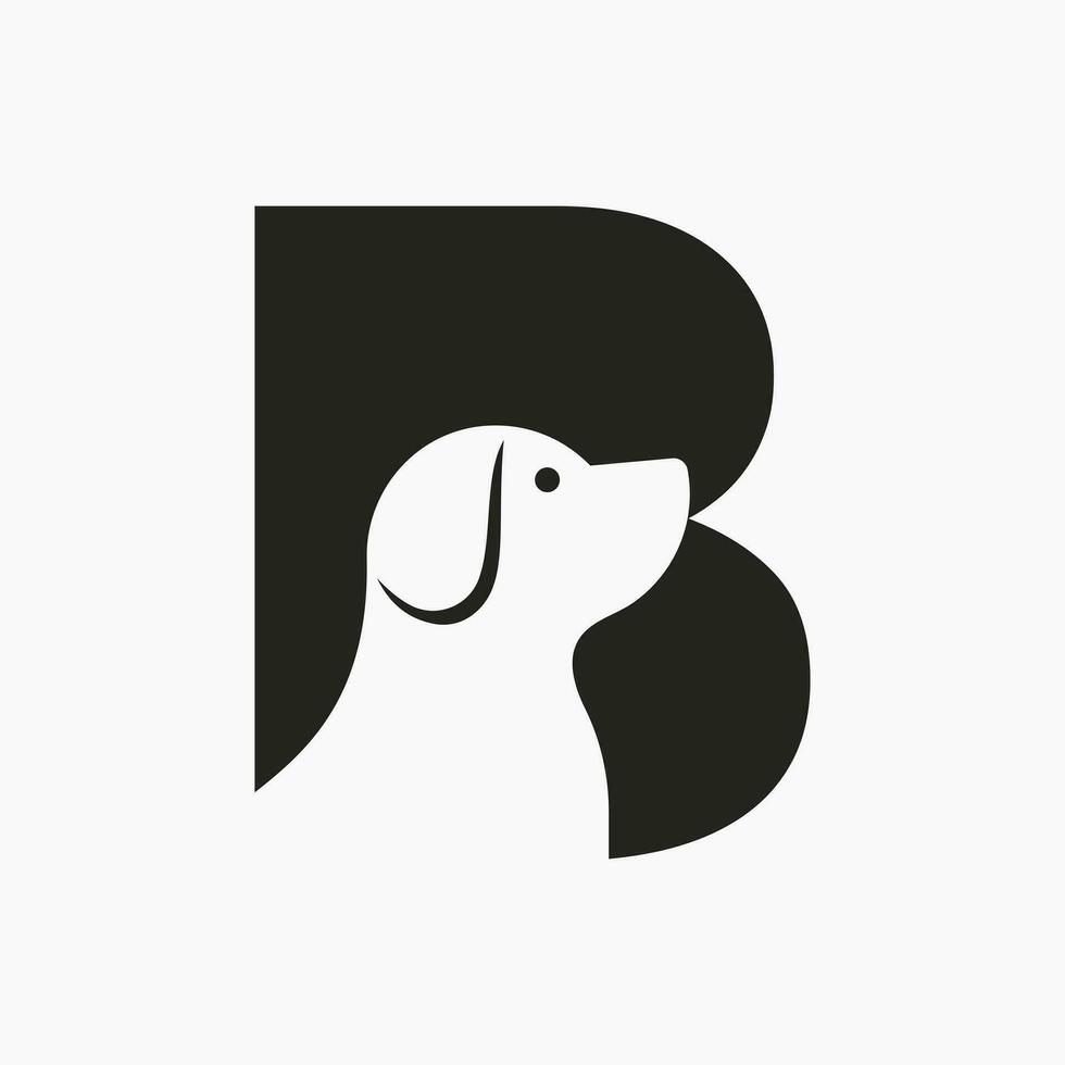 brev b sällskapsdjur logotyp design. hund logotyp symbol vektor mall. hund på alfabet