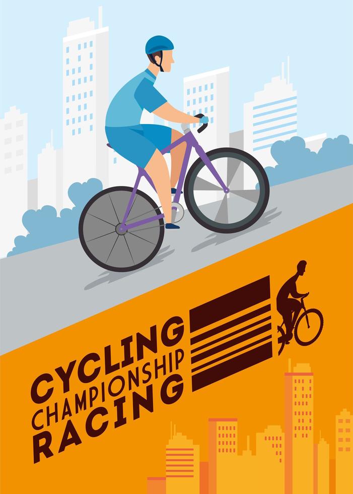 cykelmästerskap racing affisch med mannen i cykel vektor