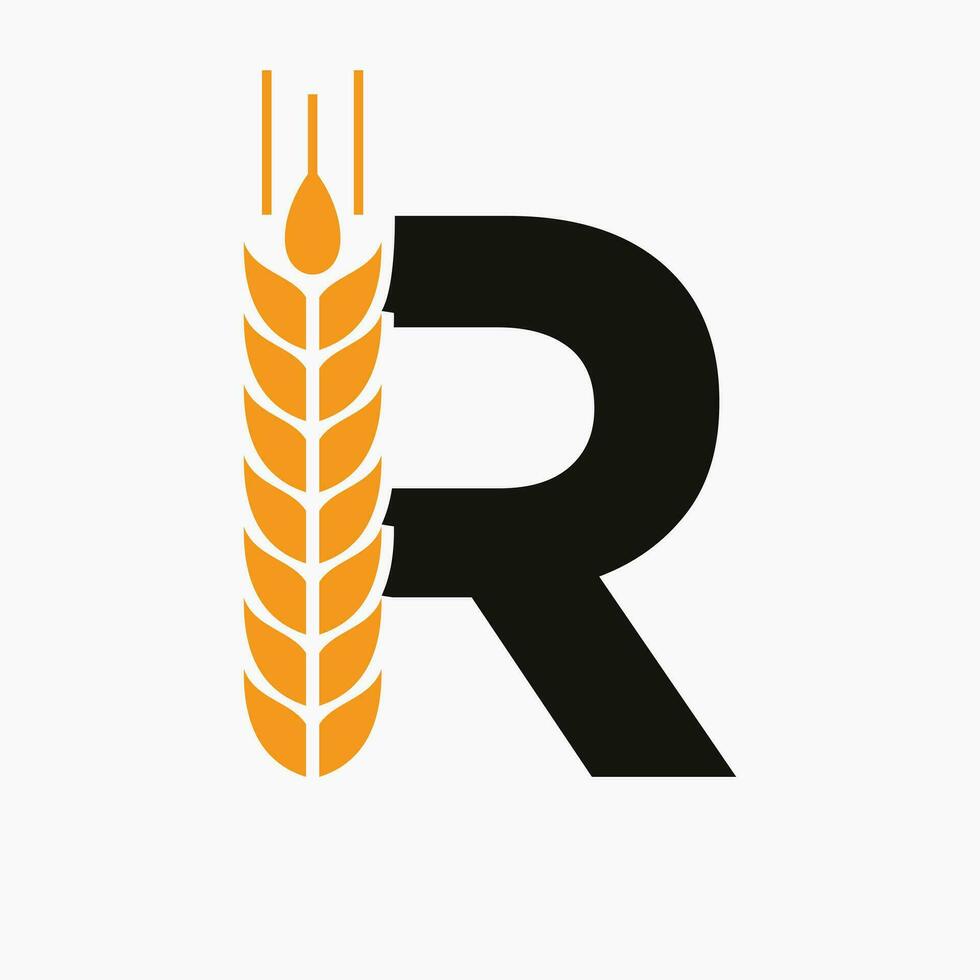 Brief r Weizen Logo zum Landwirtschaft Symbol Vektor Vorlage