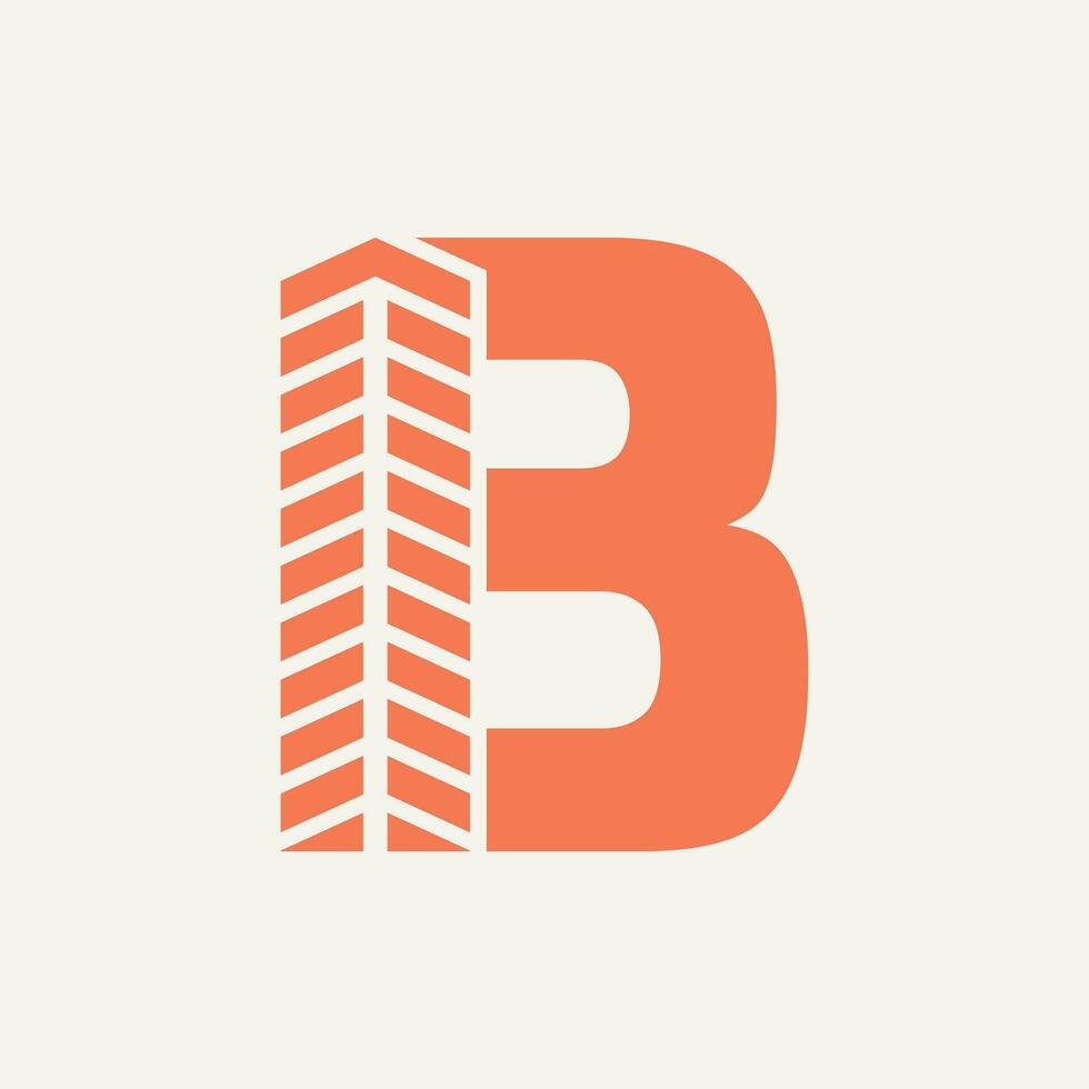 brev b verklig egendom logotyp begrepp med byggnad ikon. fast egendom och hus symbol vektor