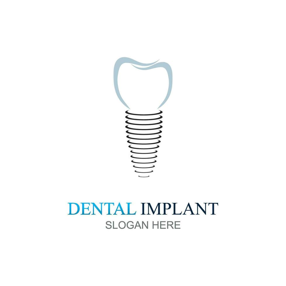 dental implantera logotyp design begrepp vektor, dental vård logotyp mall vektor