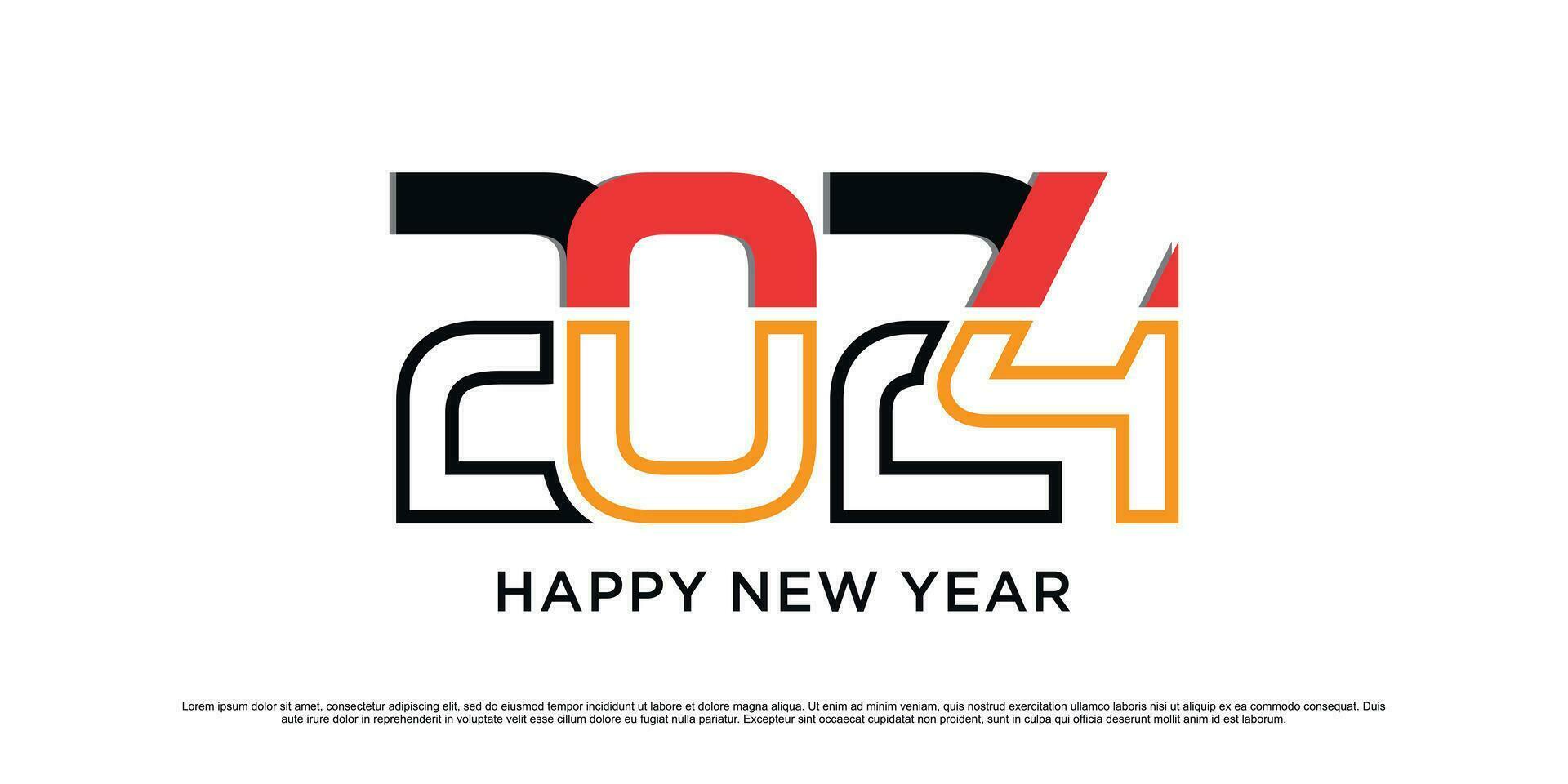2024 Lycklig ny år logotyp design vektor illustration för ny år 2024 med kreativ aning