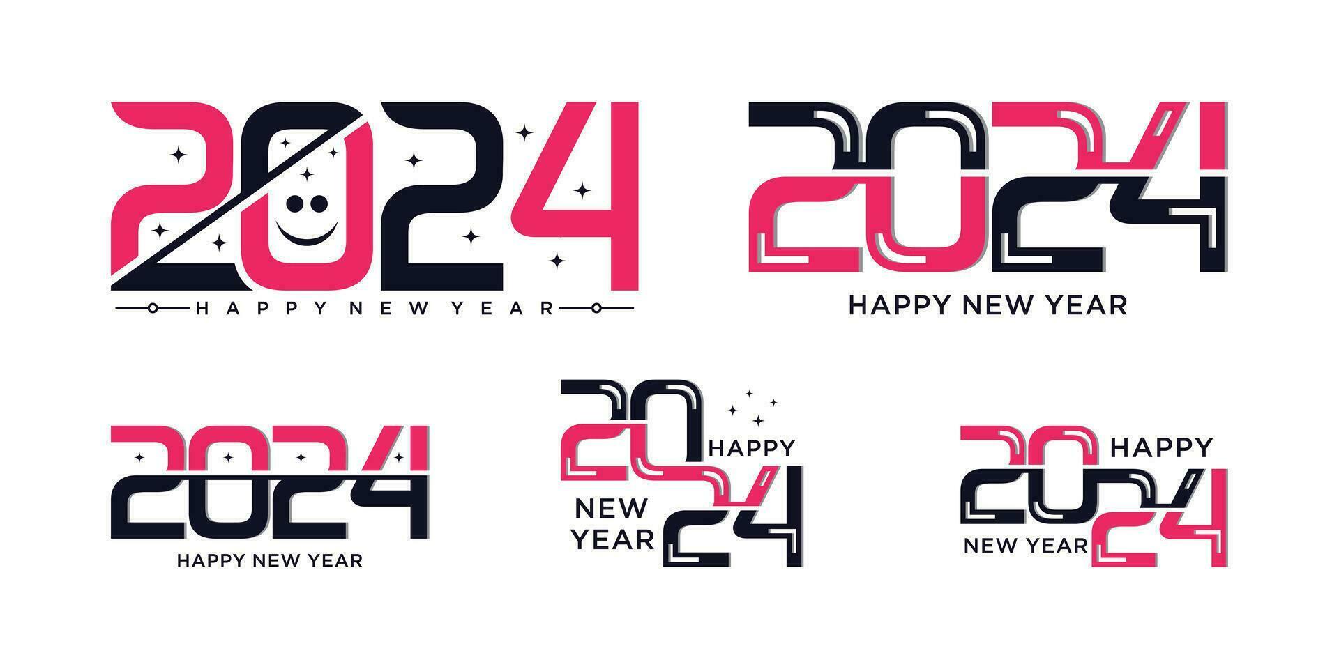 2024 Lycklig ny år logotyp design mall vektor illustration med unik modern begrepp