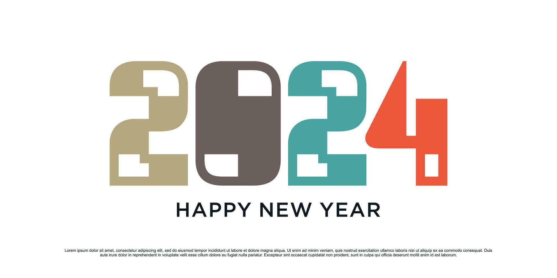 2024 Lycklig ny år logotyp vektor design illustration med modern aning