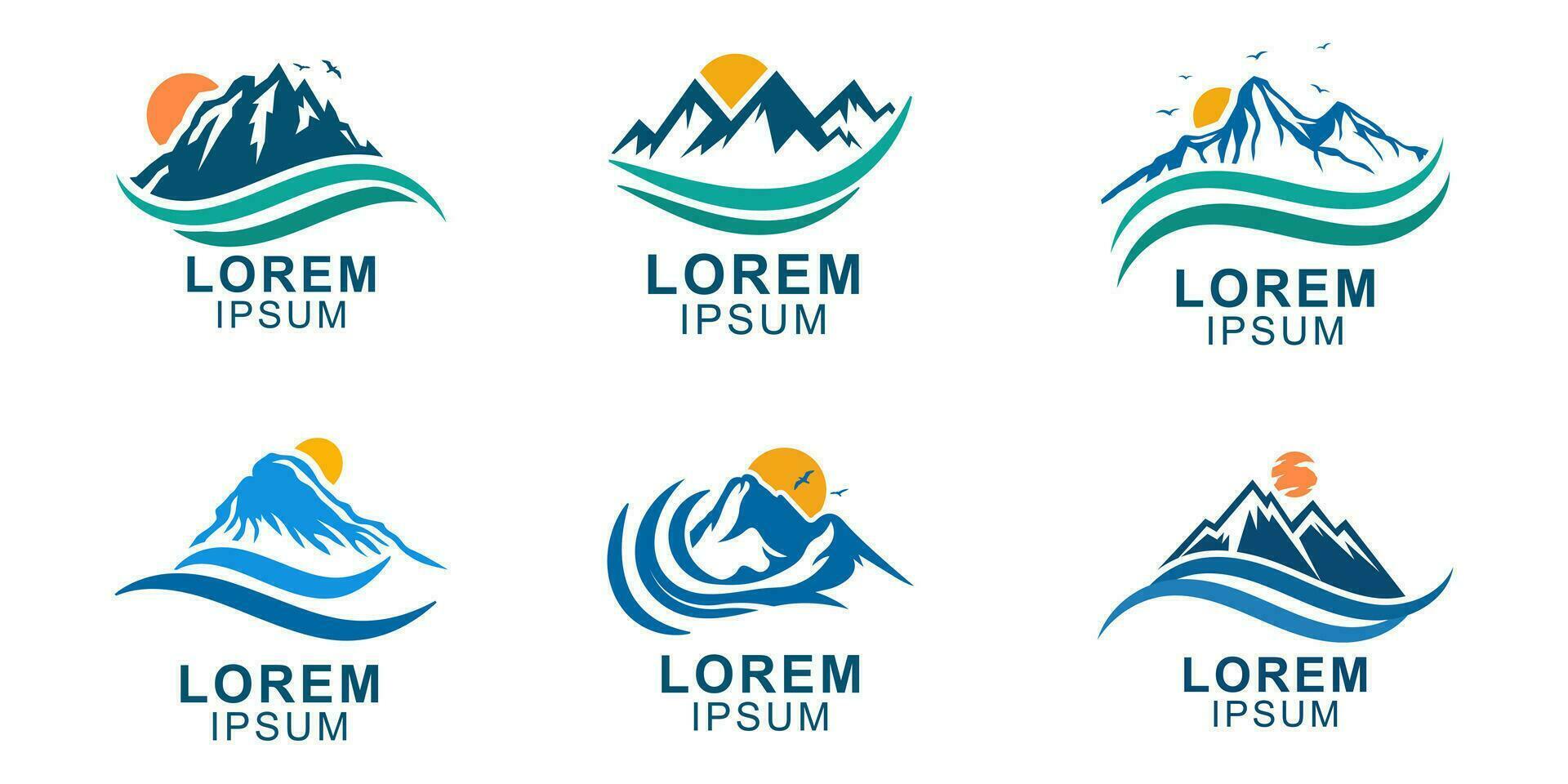 Berg und Wasser modern Geschäft Logo Sammlung vektor