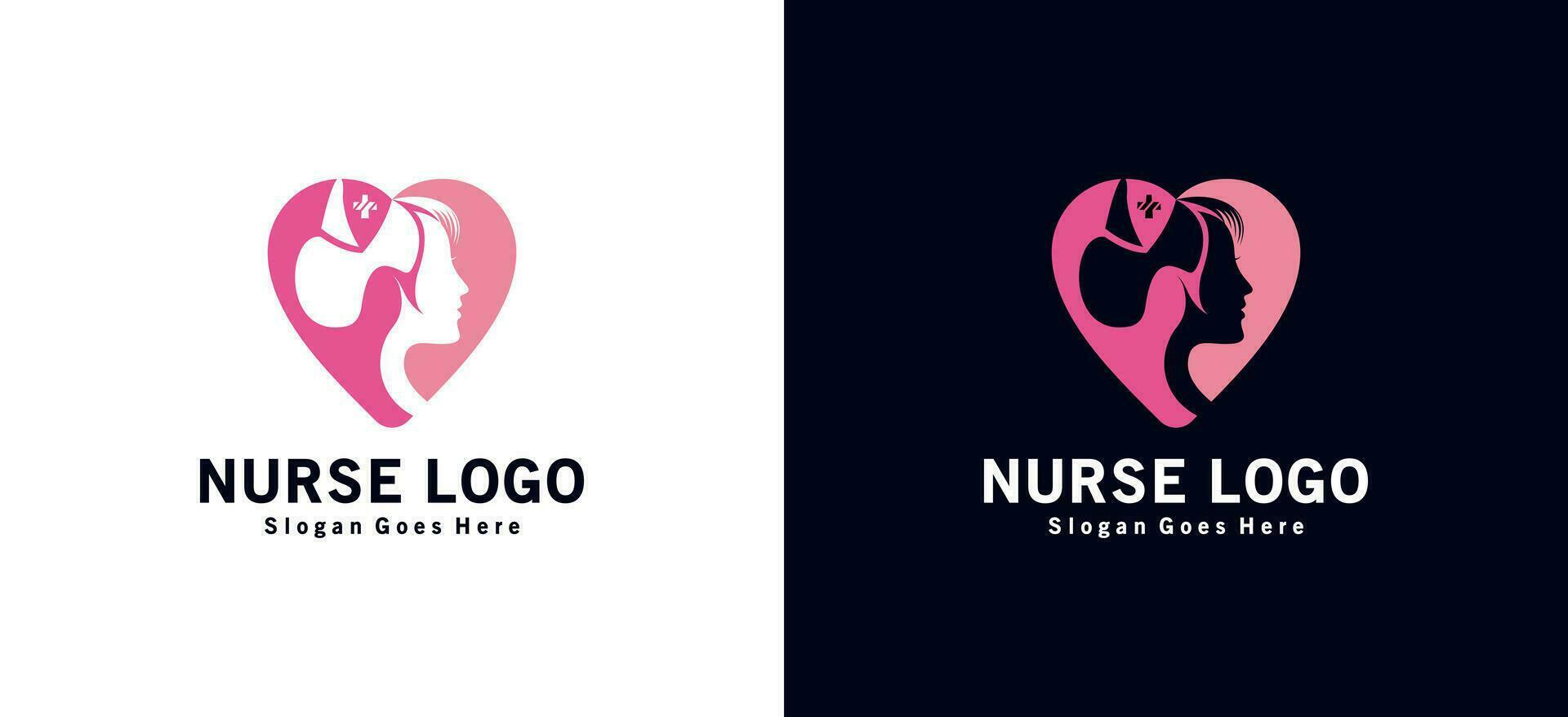 medicinsk kvinna skön sjuksköterska logotyp med negativ Plats i modern kärlek vektor
