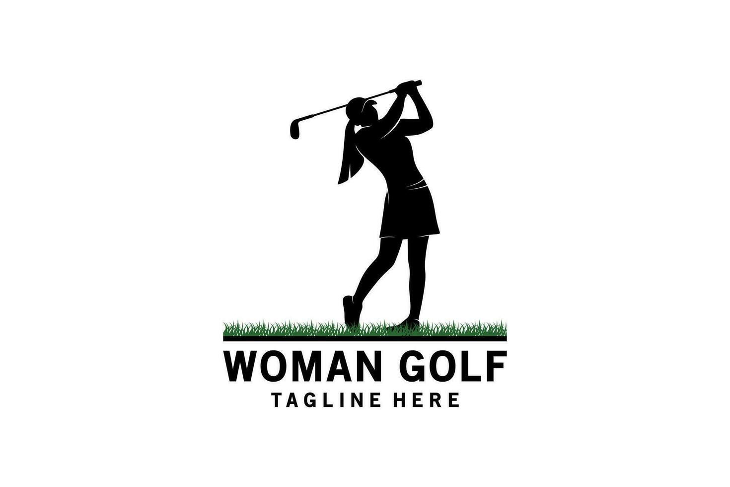 Frau Golf Sport Logo Design, Silhouette Vektor Illustration von Frau spielen Golf