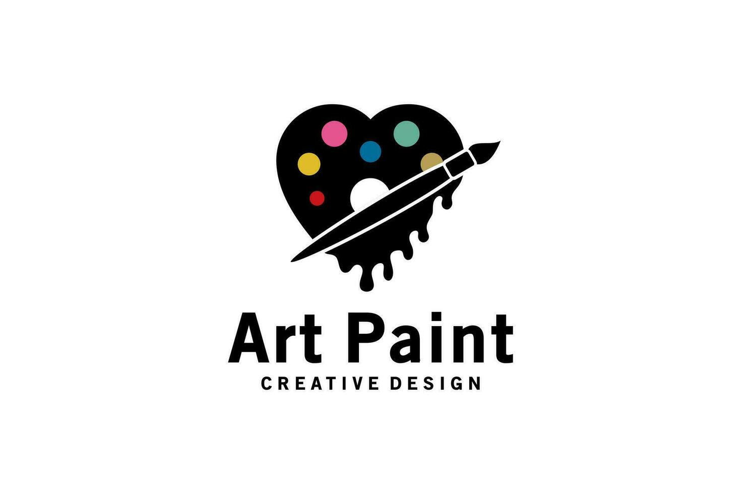 Farbe Kunst Farbe Logo Design, Gemälde Palette Symbol Vektor Silhouette mit Herz Konzept