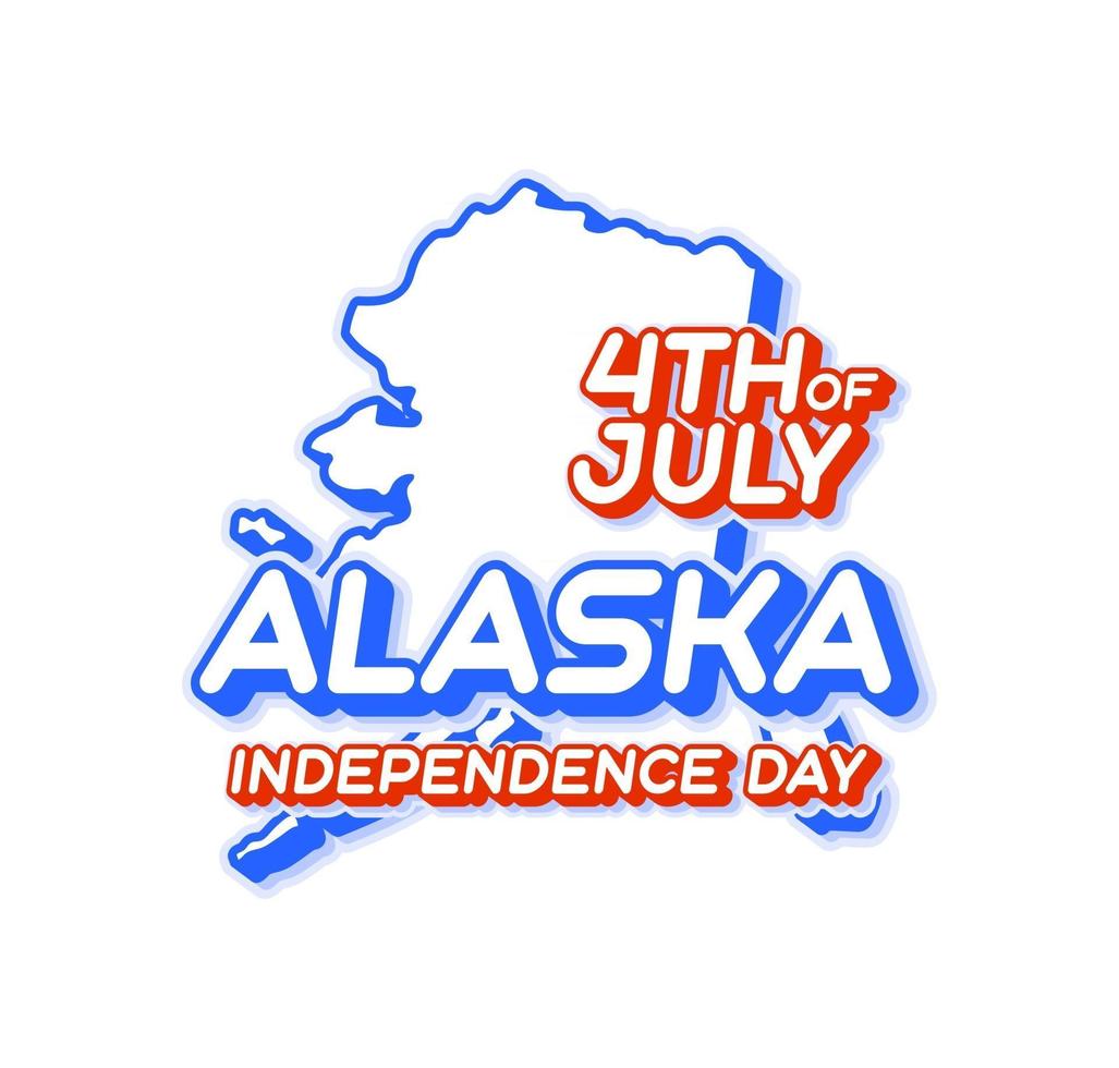 alaska stat 4 juli självständighetsdag med karta och usa nationella färg 3d form av oss statliga vektorillustration vektor