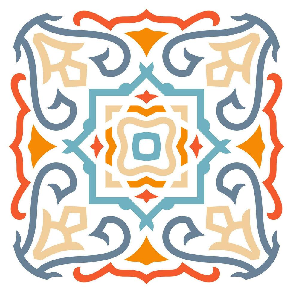 mandala celtic prydnad bricka bakgrund mönster med röd, blå, och orange Färg vektor