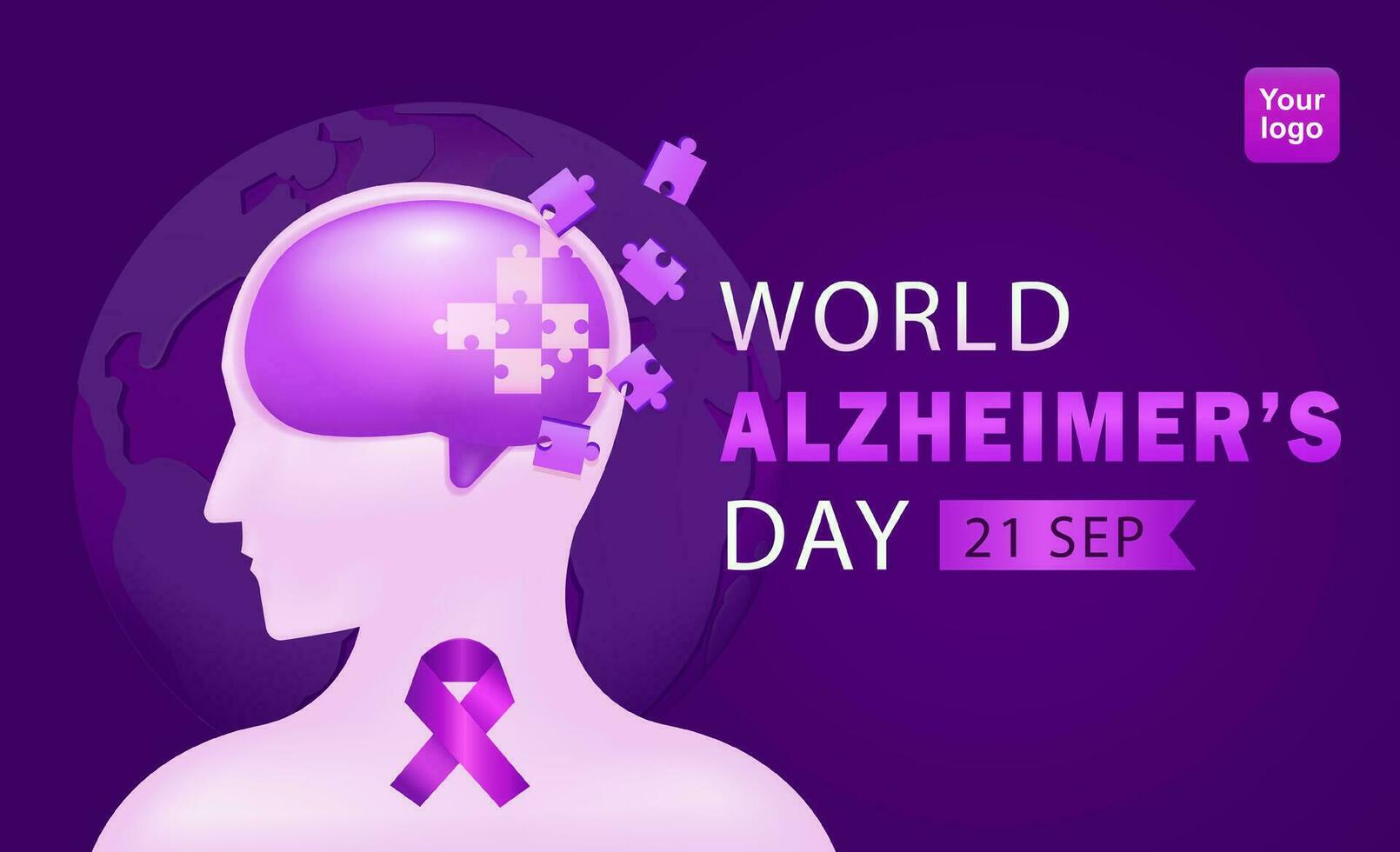 värld alzheimers dag firar minnet en progressiv sjukdom, var de symptom av demens gradvis förvärra över flera år. 3d illustration av minne förlust i de hjärna vektor
